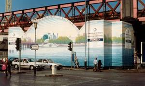 Painted hoarding – Embankment 1989